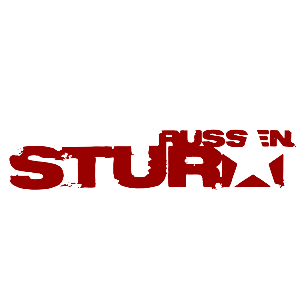Logo 1. Inline Hockeyclub Halle e.V. Logo des Vereins: "Russensturm" in roten Buchstaben auf weißem Hintergrund.