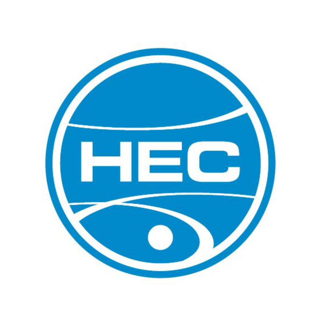 Logo Hallescher Eissportclub HEC e.V. Zu sehen ist das Logo des HEC: Der Vereinsname in weißer Schrift in einem blauen Kreis.