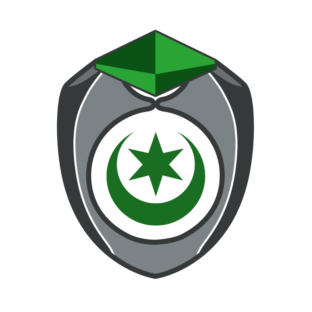 Zu sehen ist das Logo der Horkruxe Halle: Ein grünes Halle-Wappen in einem grauen Emblem.