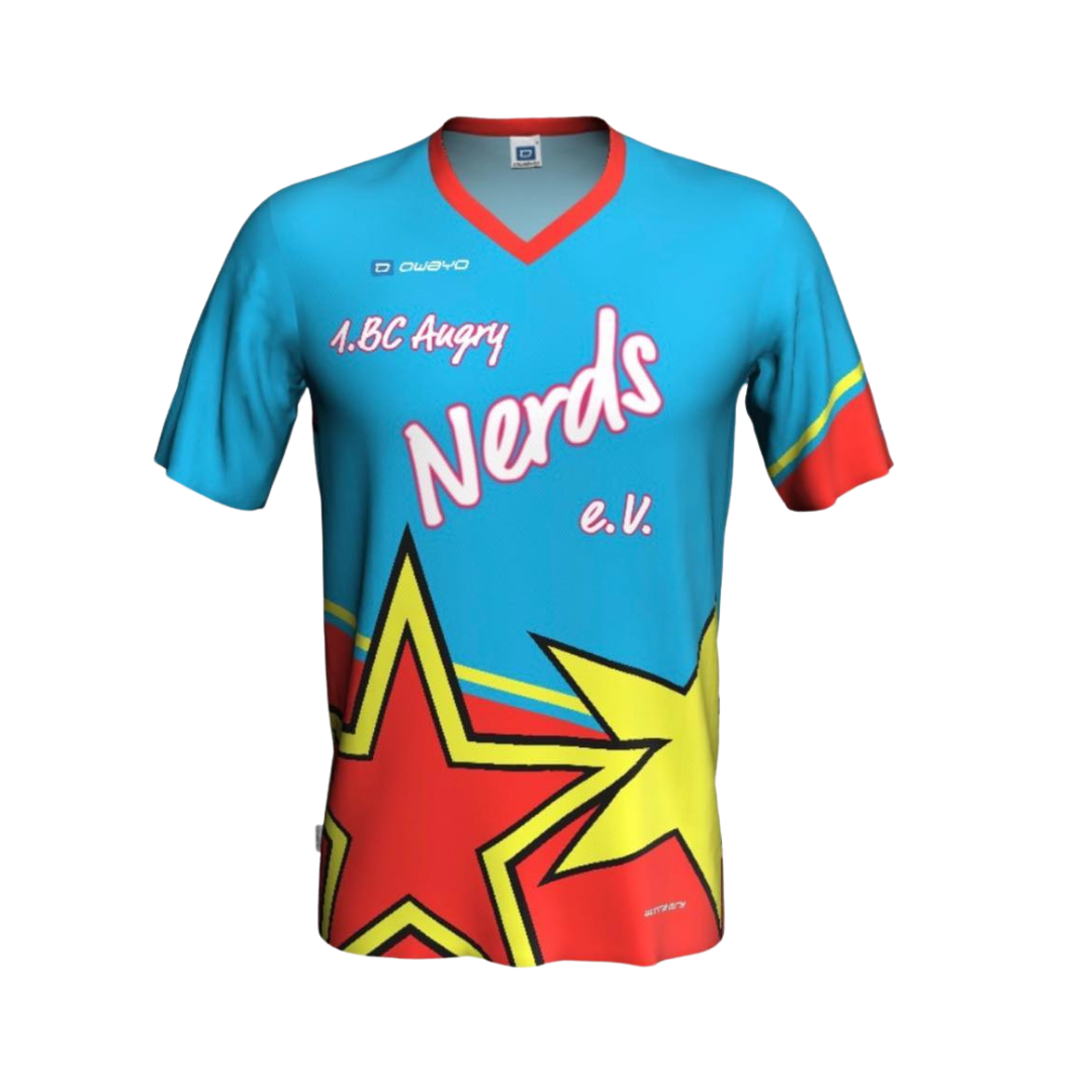 Trikot 1. Bowlingclub Angry Nerds e.V. Zu sehen ist ein Trikot des Bowlingclubs Angry Nerds.