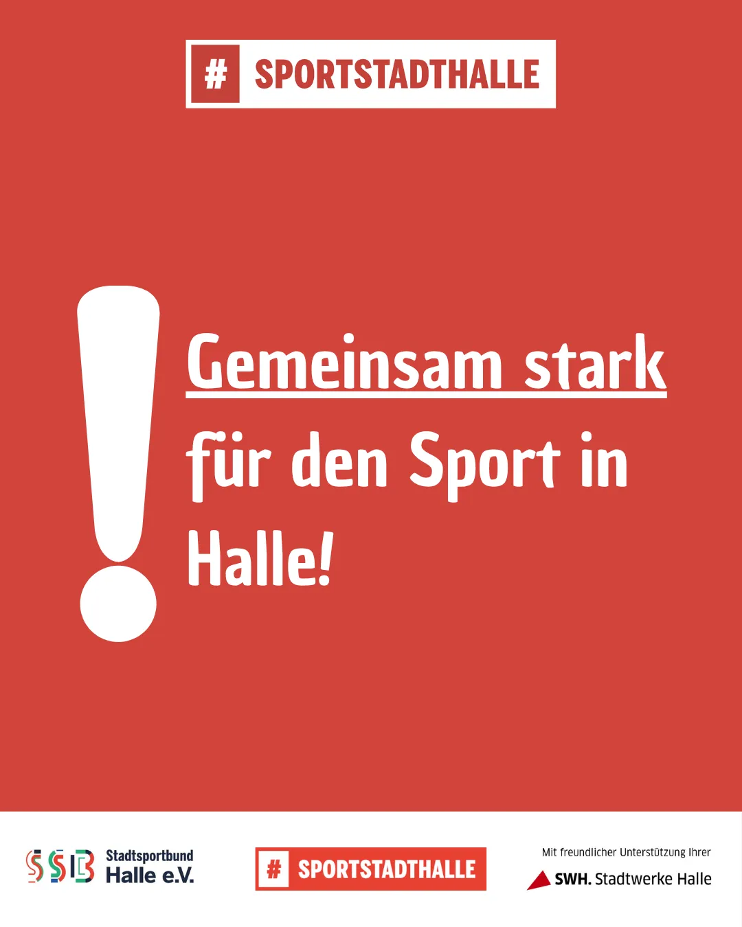 Schriftzug: Gemeinsam stark f&uuml;r den Sport in Halle!