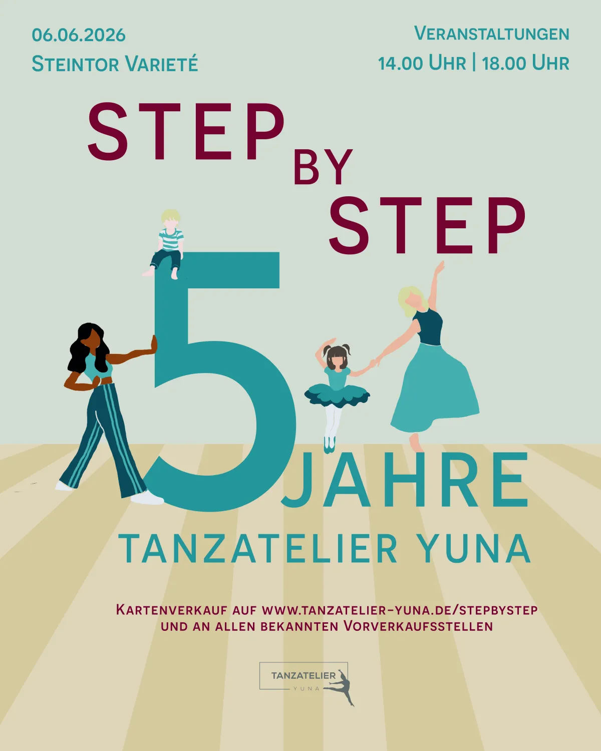 Plakat zur Veranstaltung Step by Step - 5 Jahre YUNA