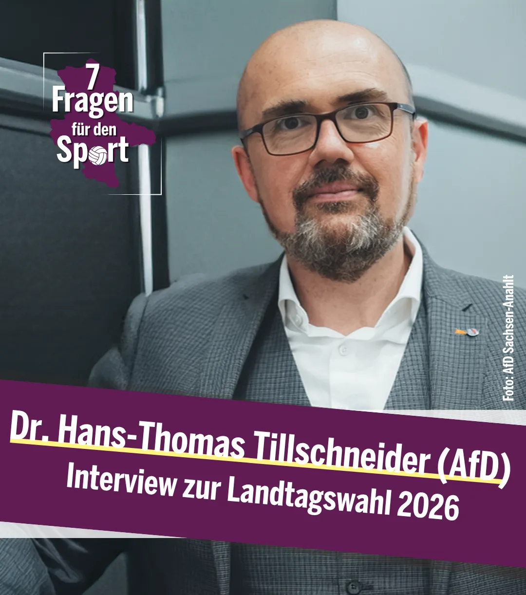 Mann im grauen Jackett, Text "Dr. Hans-Thomas Tillschneider- Interview zur Landtagswahl 2026"