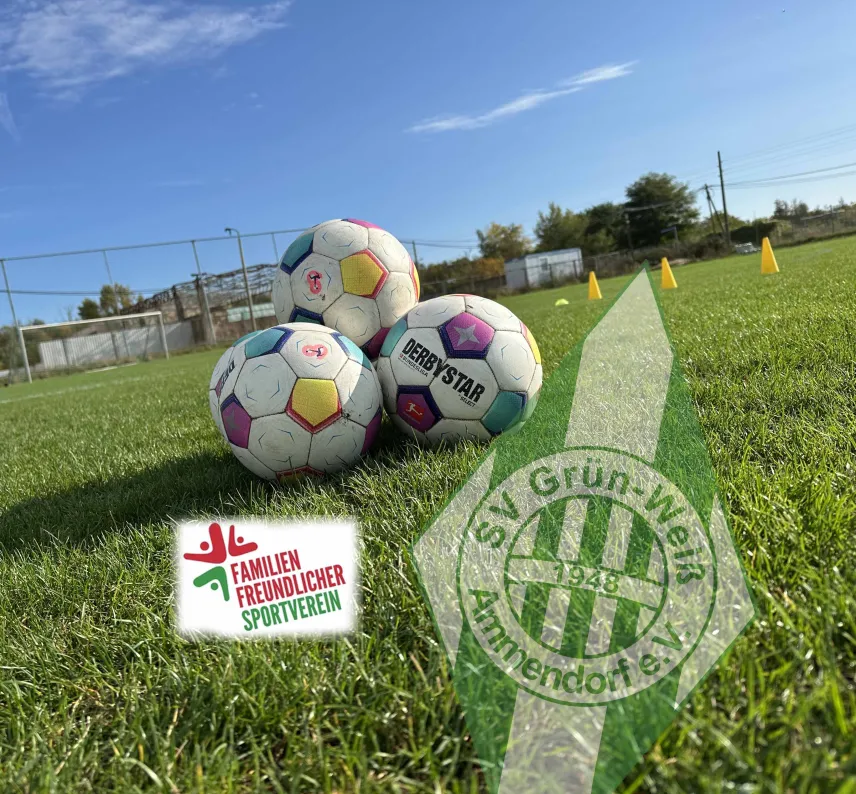 Drei Sußbälle lieger auf einer grünen Wiese.