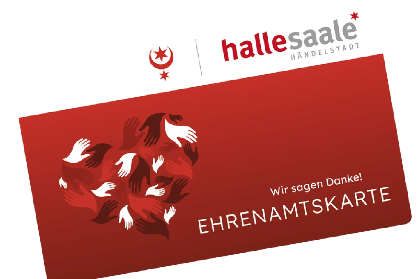 Zu sehen ist die rote Ehrenamtskarte der Stadt Halle.